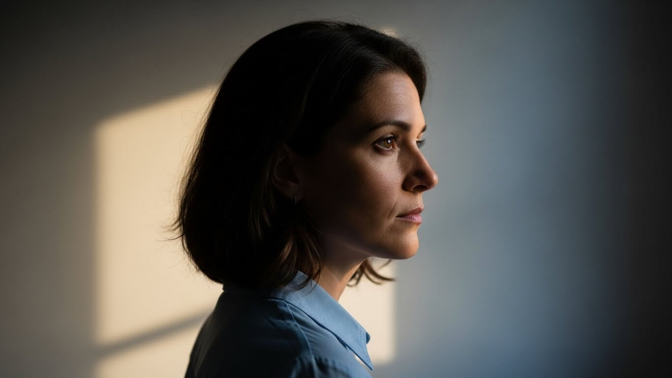 Mujer adulta en un momento de introspección que representa la experiencia emocional y mental del TDAH en adultos